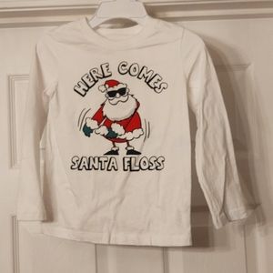 Little boys Santa Floss t-shirt. Size 5